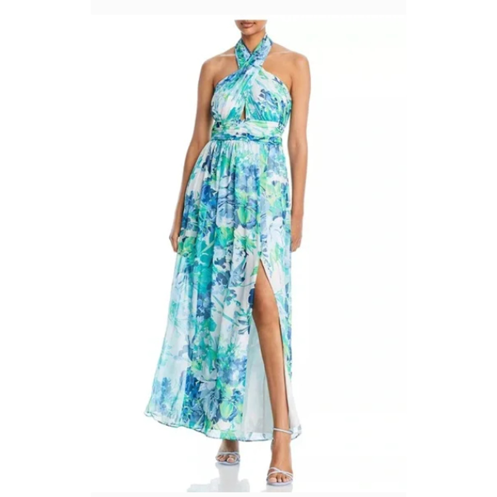 Eliza J Halter Pleated‎ Evening Dress Size 4